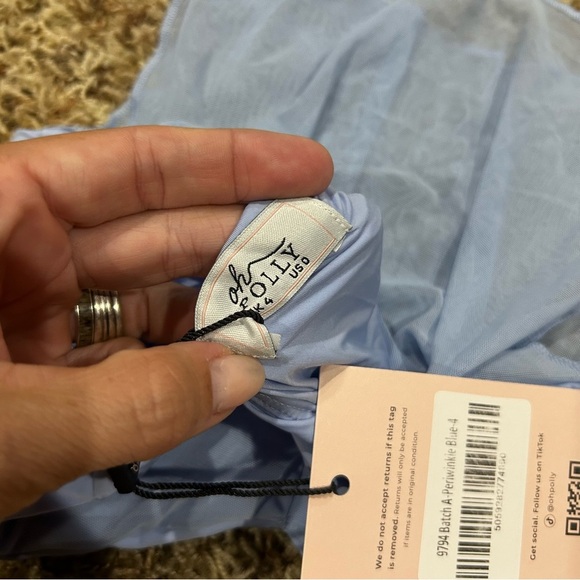 Oh Polly Size US 0 NWT Yume Sheer Panelled Ruched Crop Top in Periwinkle Blue - Picture 6 of 6